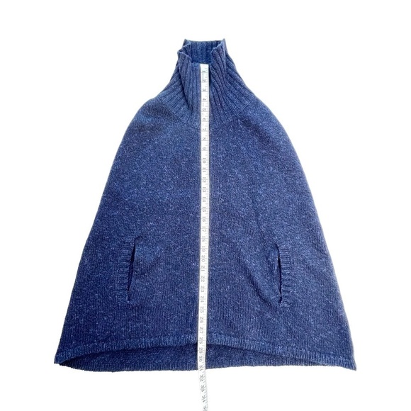 Benson Poncho Sweater Wool Cape Navy Blue Knit Size Small Turtleneck New NWT - Picture 8 of 11
